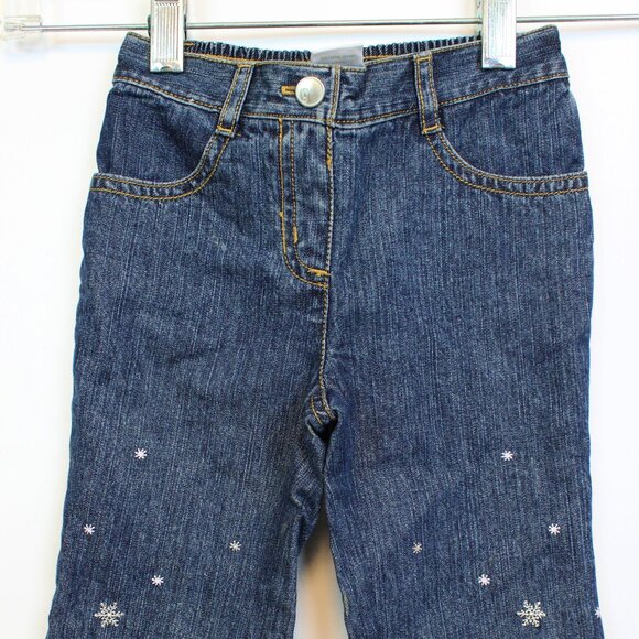 2007 Gymboree Baby Snow Princess 12 18 M Denim Jeans Snowflakes Pink Trim - Picture 2 of 9
